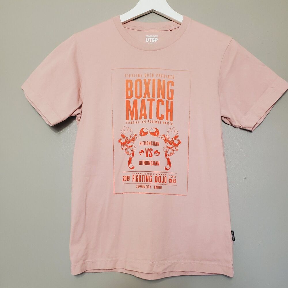 Pokemon UTGP T-Shirt Size XXS Uniqlo Boxing Match Dusty Pink Short Sleeve Uniqlo